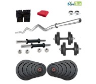 32 Kg Home Gym Package, Rubber Weight Plates + Dumbells Rods + Biceps Rod + Accesseries